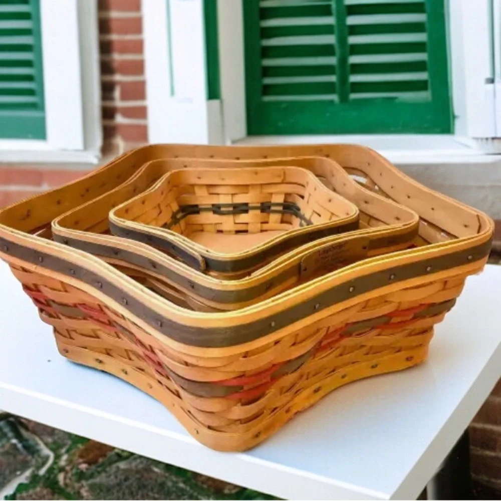 Longaberger Baskets Christmas 2001 Shining Star Collection Nesting Lot of 3